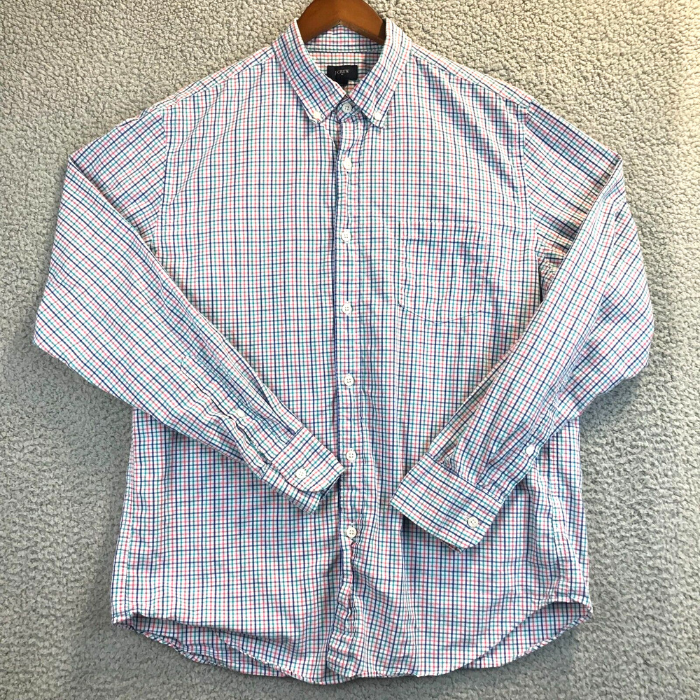 J Crew Shirt Mens XXL Colorful Long Sleeve Check Plaid Button Up/Down Cotton